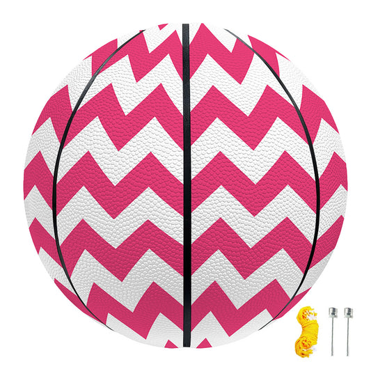 Pink And White Chevron Pattern Print Basketball