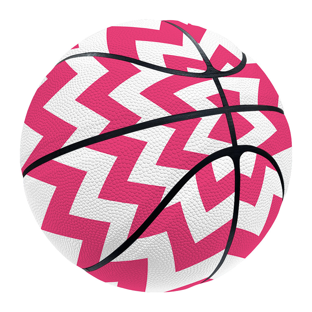 Pink And White Chevron Pattern Print Basketball