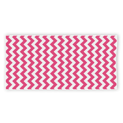 Pink And White Chevron Pattern Print Beach Towel