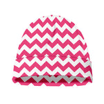 Pink And White Chevron Pattern Print Beanie