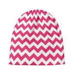 Pink And White Chevron Pattern Print Beanie