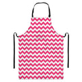 Pink And White Chevron Pattern Print Bib Apron With Pocket