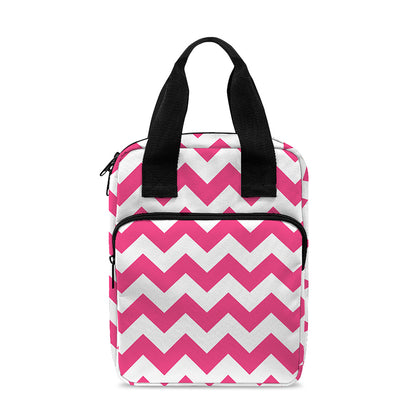 Pink And White Chevron Pattern Print Bible Tote Bag