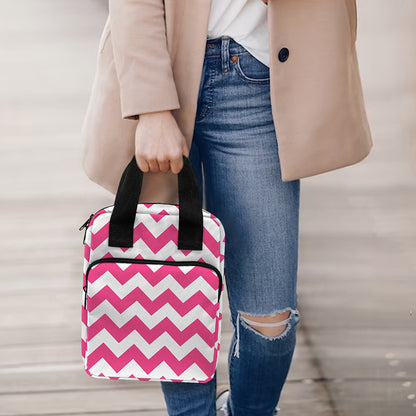 Pink And White Chevron Pattern Print Bible Tote Bag