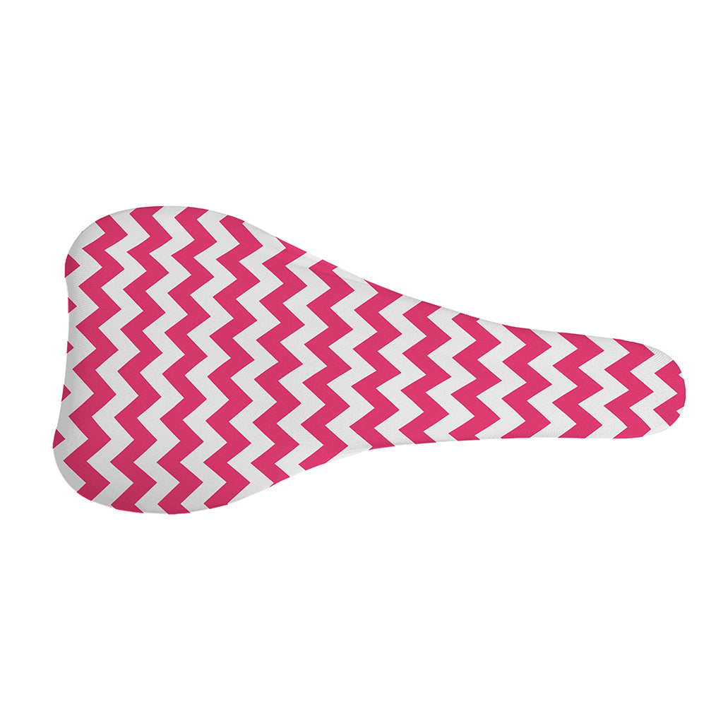 Pink And White Chevron Pattern Print Bicycle Seat Cover