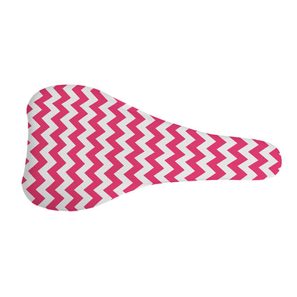 Pink And White Chevron Pattern Print Bicycle Seat Cover