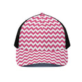Pink And White Chevron Pattern Print Black Mesh Trucker Hat