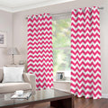 Pink And White Chevron Pattern Print Dimout Grommet Curtains