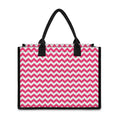 Pink And White Chevron Pattern Print Canvas Tote Bag