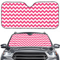 Pink And White Chevron Pattern Print Car Windshield Sun Shade