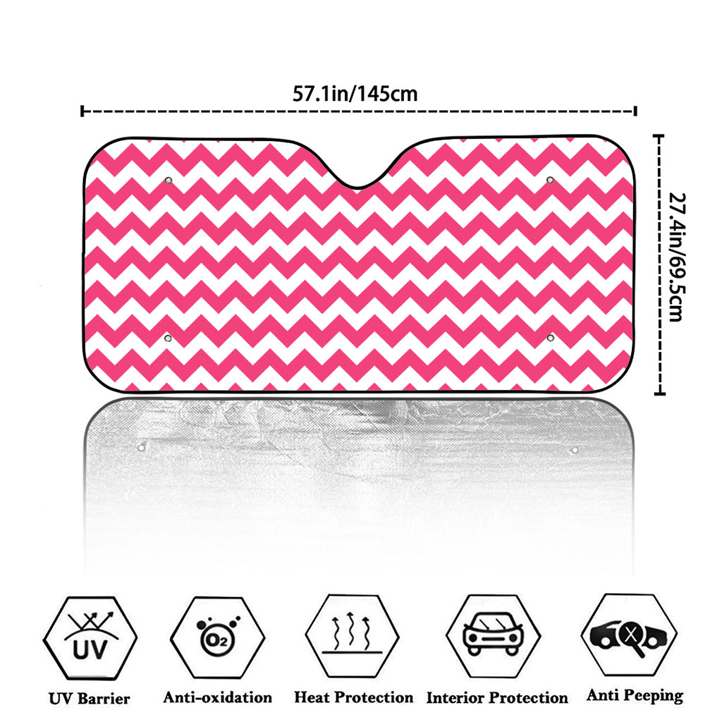Pink And White Chevron Pattern Print Car Windshield Sun Shade