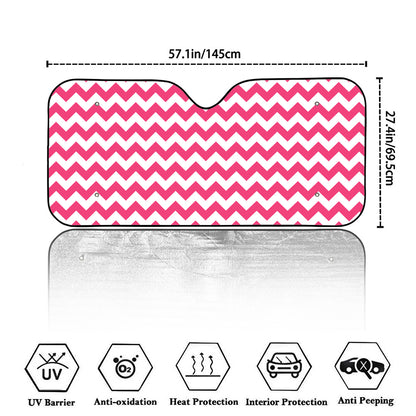 Pink And White Chevron Pattern Print Car Windshield Sun Shade