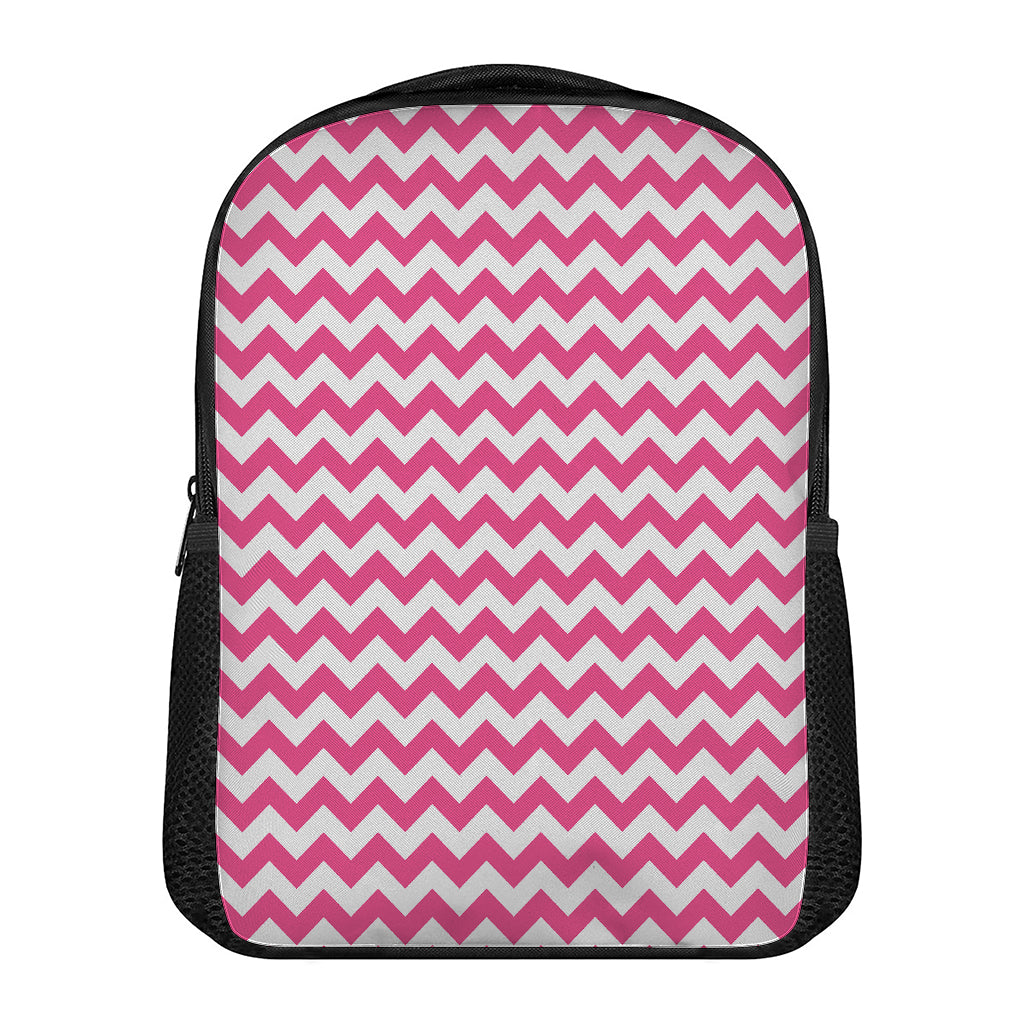 Pink And White Chevron Pattern Print Casual Backpack