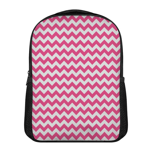 Pink And White Chevron Pattern Print Casual Backpack