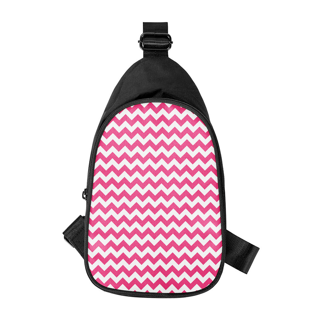 Pink And White Chevron Pattern Print Chest Bag