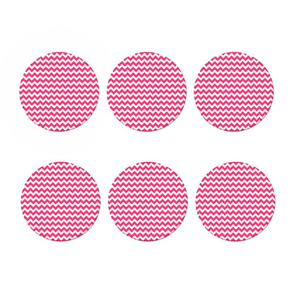 Pink And White Chevron Pattern Print Coaster Set