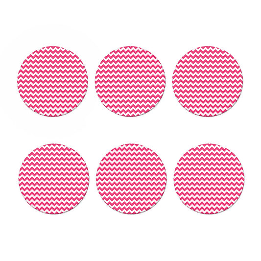 Pink And White Chevron Pattern Print Coaster Set