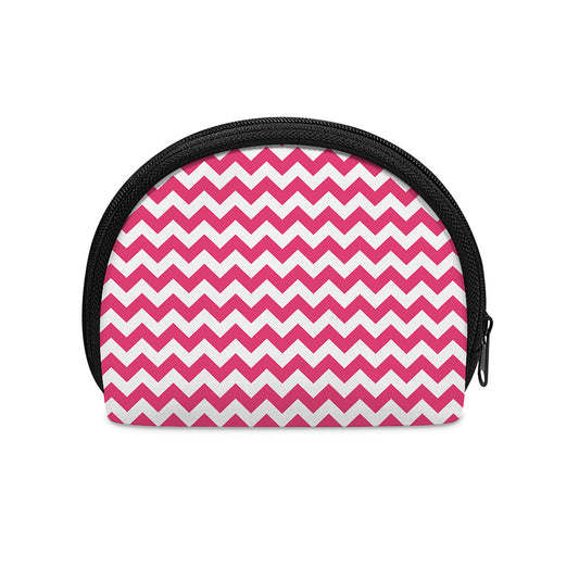 Pink And White Chevron Pattern Print Coin Purse