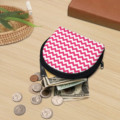 Pink And White Chevron Pattern Print Coin Purse