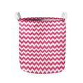 Pink And White Chevron Pattern Print Collapsible Laundry Basket