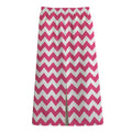 Pink And White Chevron Pattern Print Cotton Front Slit Maxi Skirt