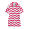 Pink And White Chevron Pattern Print Cotton Hawaiian Shirt
