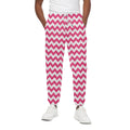 Pink And White Chevron Pattern Print Cotton Sweatpants