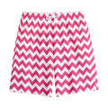 Pink And White Chevron Pattern Print Cotton Shorts