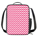 Pink And White Chevron Pattern Print Crossbody Lunch Bag