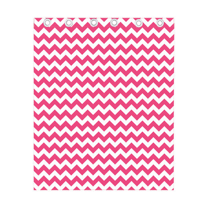 Pink And White Chevron Pattern Print Curtain