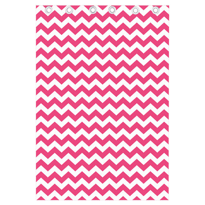 Pink And White Chevron Pattern Print Curtain