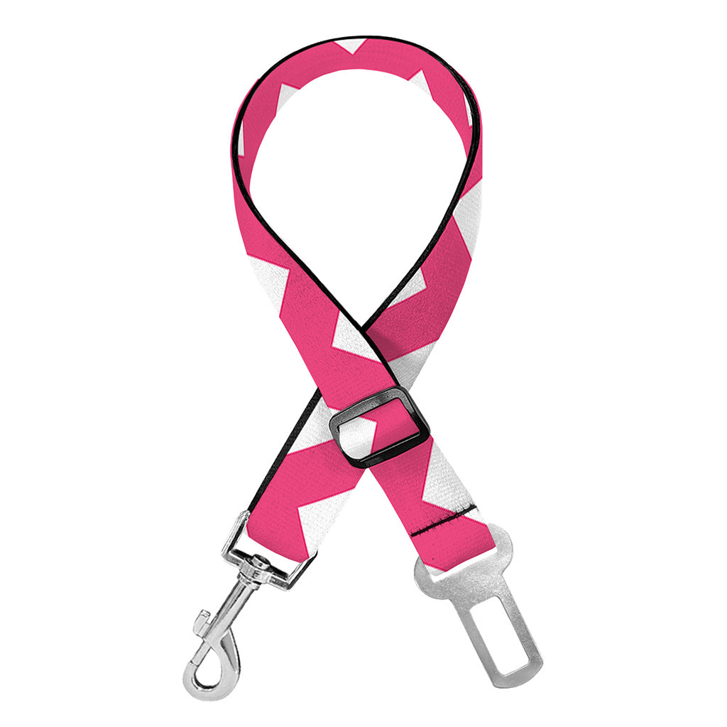 Pink And White Chevron Pattern Print Dog Seat Belt
