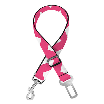 Pink And White Chevron Pattern Print Dog Seat Belt