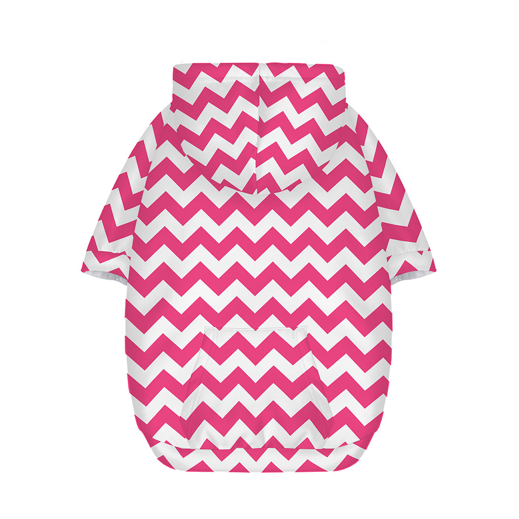 Pink And White Chevron Pattern Print Dog Zip Up Hoodie