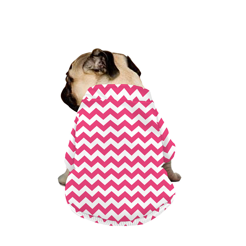 Pink And White Chevron Pattern Print Dog Zip Up Jacket