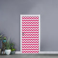 Pink And White Chevron Pattern Print Door Sticker