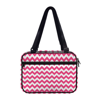 Pink And White Chevron Pattern Print Double Strap Bible Bag