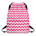 Pink And White Chevron Pattern Print Drawstring Backpack