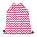 Pink And White Chevron Pattern Print Drawstring Bag