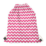 Pink And White Chevron Pattern Print Drawstring Bag