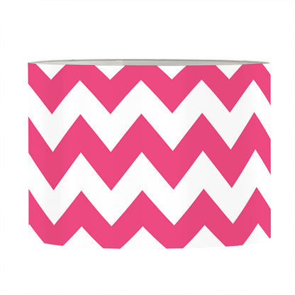 Pink And White Chevron Pattern Print Drum Lamp Shade