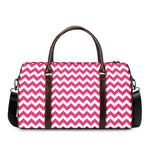 Pink And White Chevron Pattern Print Duffle Bag