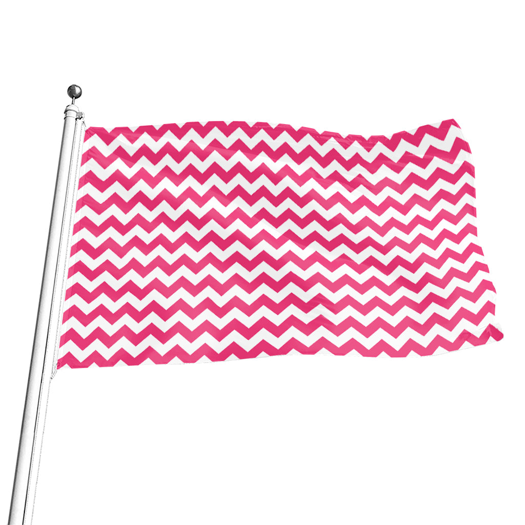Pink And White Chevron Pattern Print Flag