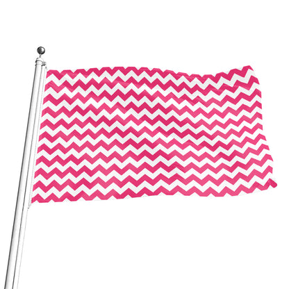Pink And White Chevron Pattern Print Flag