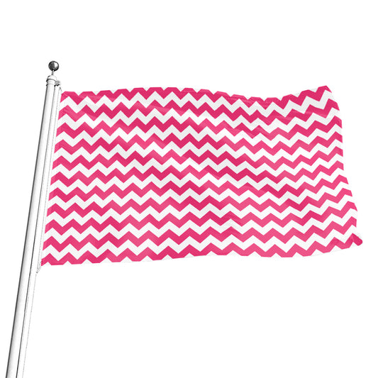 Pink And White Chevron Pattern Print Flag