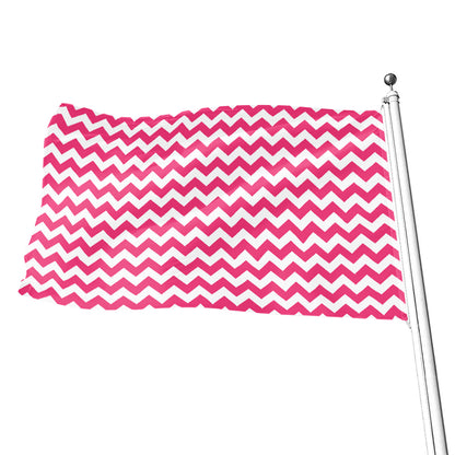 Pink And White Chevron Pattern Print Flag