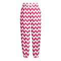 Pink And White Chevron Pattern Print Fleece Lined Knit Pants