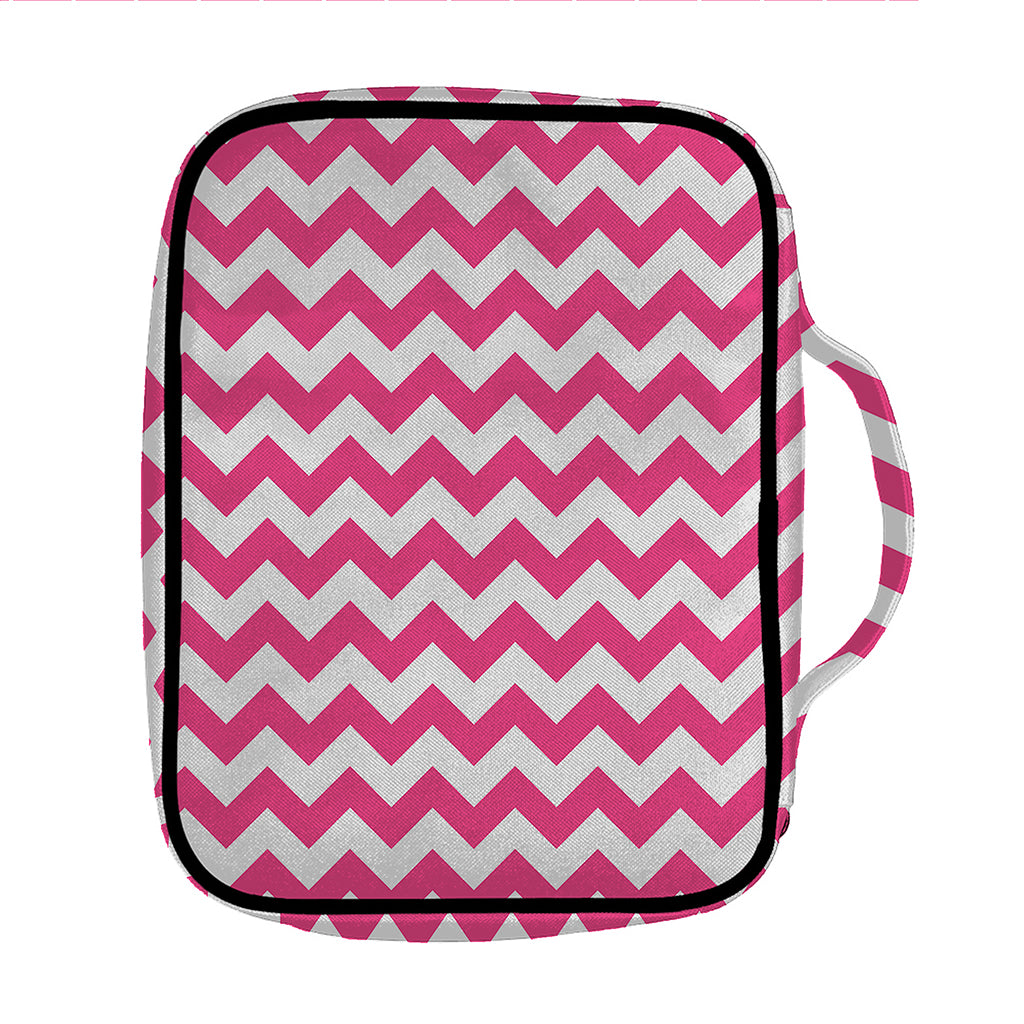 Pink And White Chevron Pattern Print Front Pocket Bible Bag