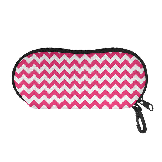 Pink And White Chevron Pattern Print Glasses Case