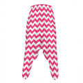 Pink And White Chevron Pattern Print Hammer Pants